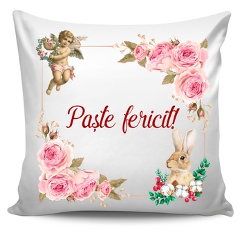 Perna personalizata cu text Paste Fericit si urare , Paste , 40x40 cm, Handmade Mihaela Perna personalizata cu text Paste Fericit si urare , Paste , 40x40 cm, Handmade Mihaela
