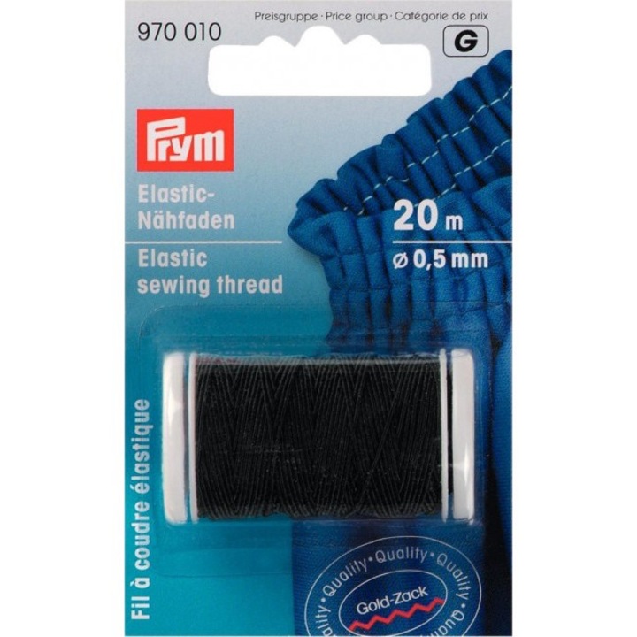Fir elastic de cusut, tricotat, negru, 0,5 mm grosime, 20 m lungime, Prym