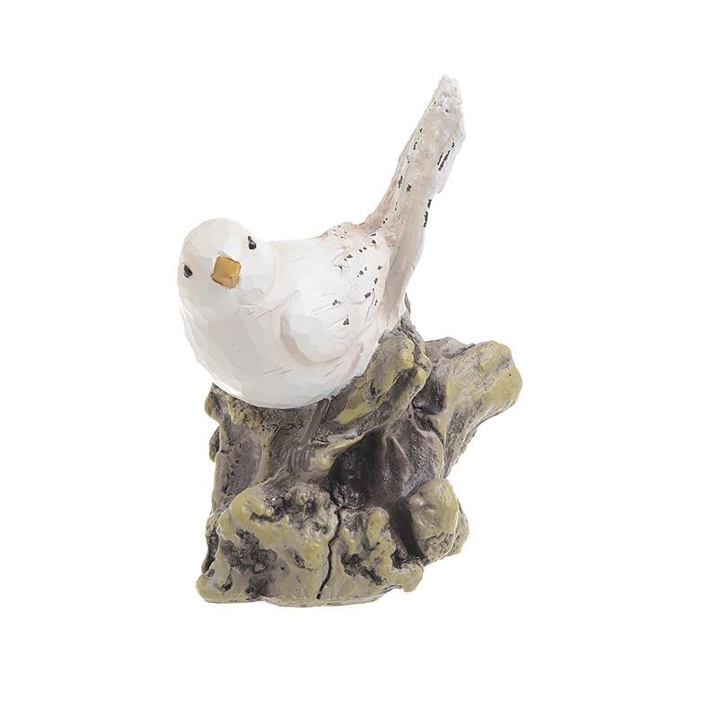 Figurina, pasare decorativa, din rasina, alb-maro, 13x10x16 cm