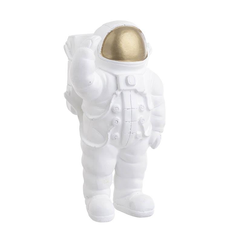 Decoratiune astronaut din rasina, alb-gold, 10x9x19 cm