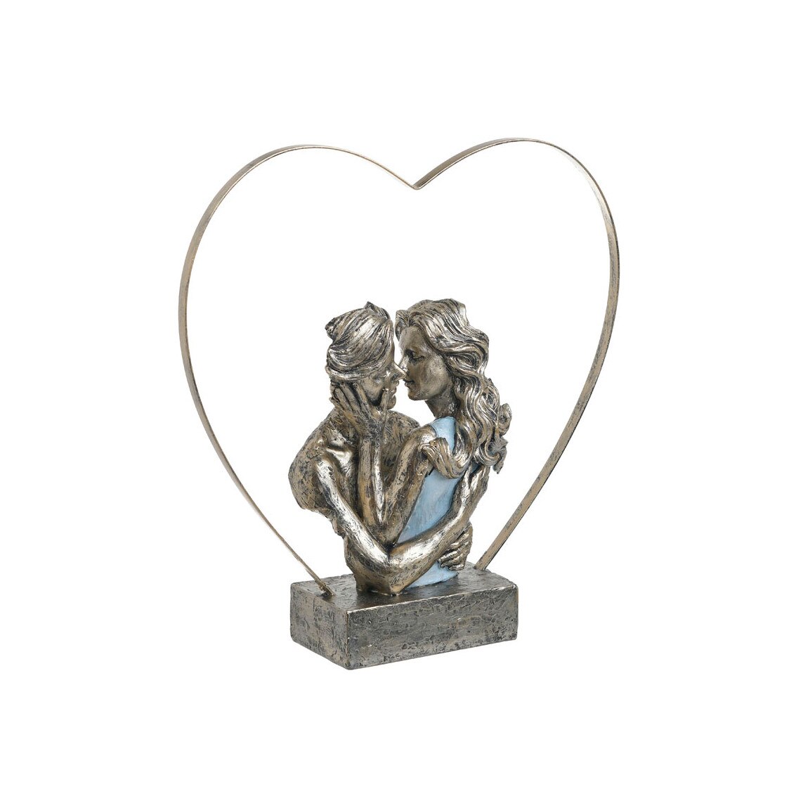 Figurina cuplu din rasina, gold-gri, 28Χ9Χ29 cm