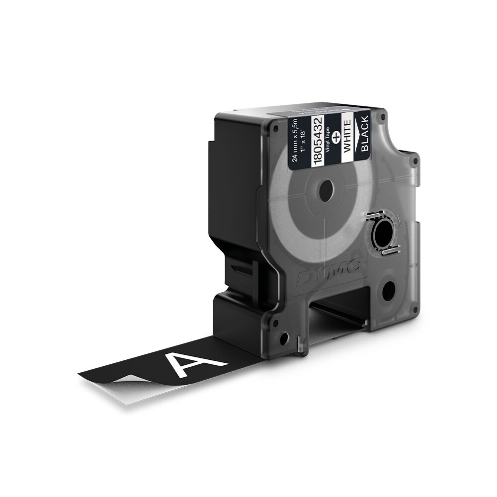 Etichete industriale autocolante, DYMO ID1 vinil, 24mm x 5.5m, alb/negru, 1805432