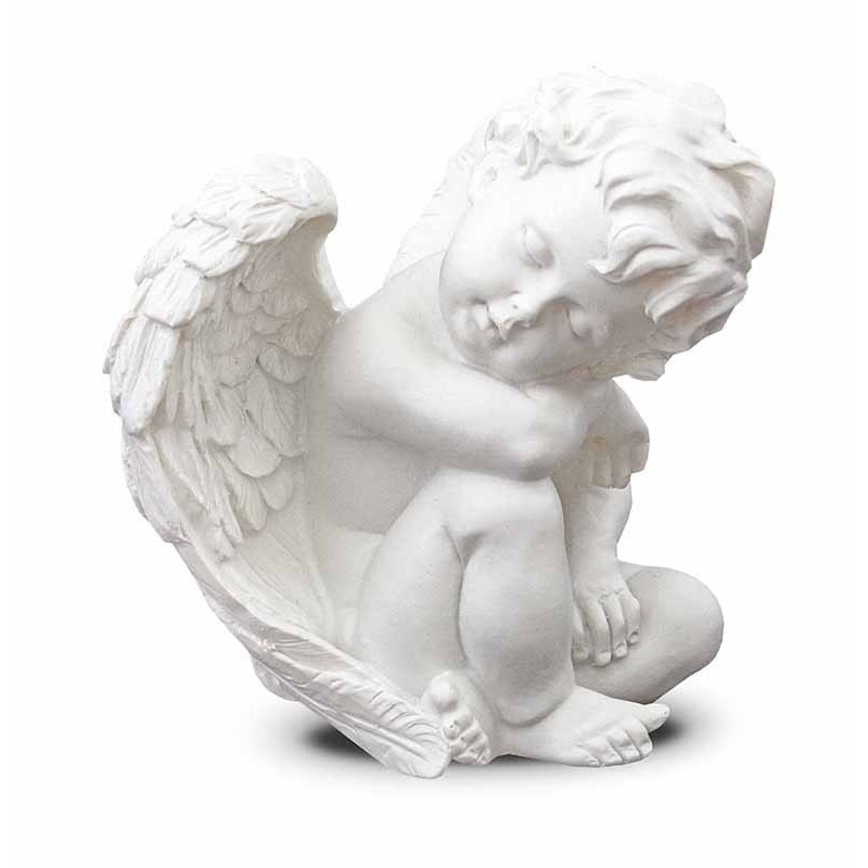 Figurina ingeras, polirasina, alb, 10x9x6 cm