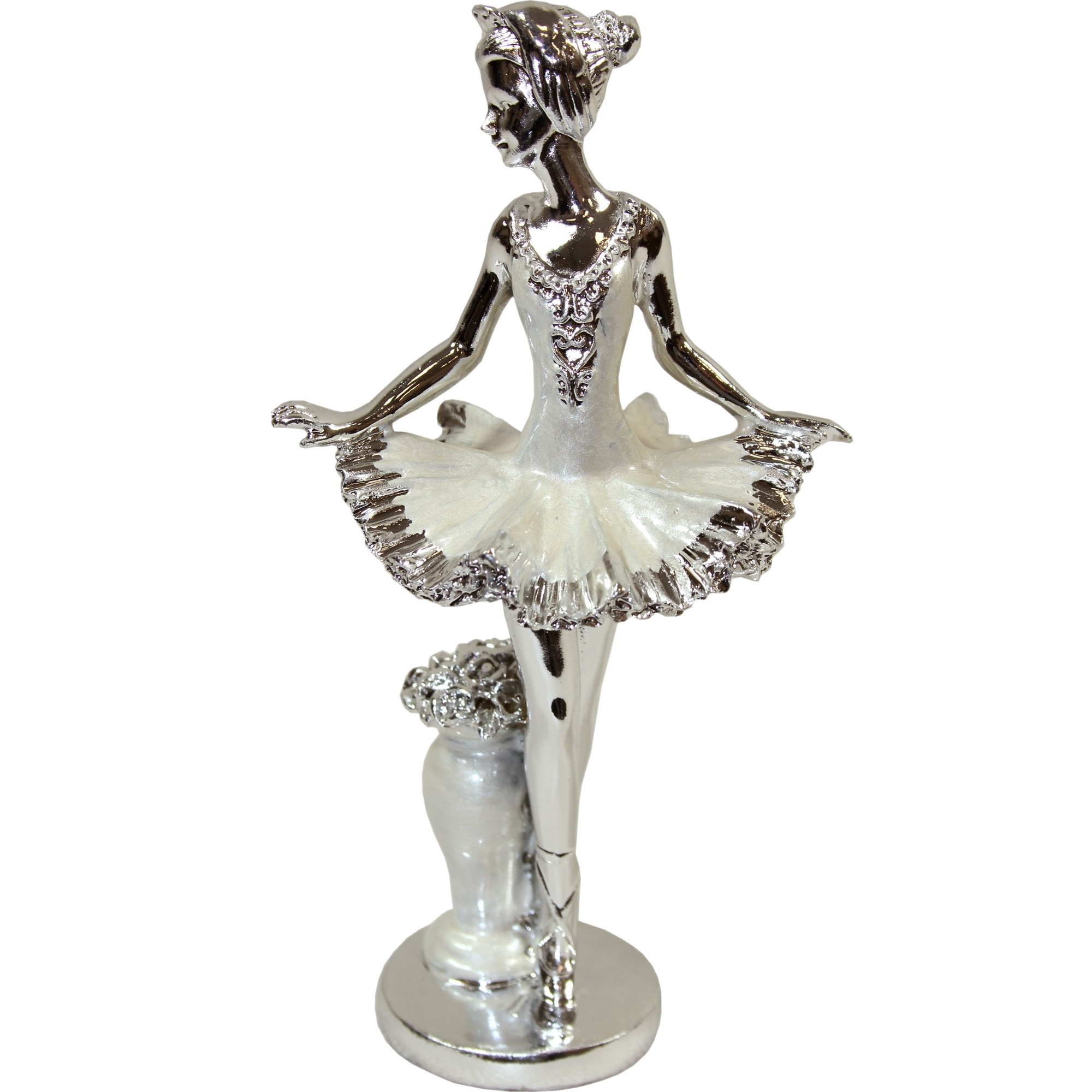 Figurina balerina, alb/argintiu, 11x6x4.5 cm