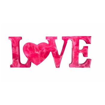 Obiect decorativ Elegance Love handmade roz din rasina epoxidica 21 cm X 8 cm Obiect decorativ Elegance Love handmade roz din rasina epoxidica 21 cm X 8 cm