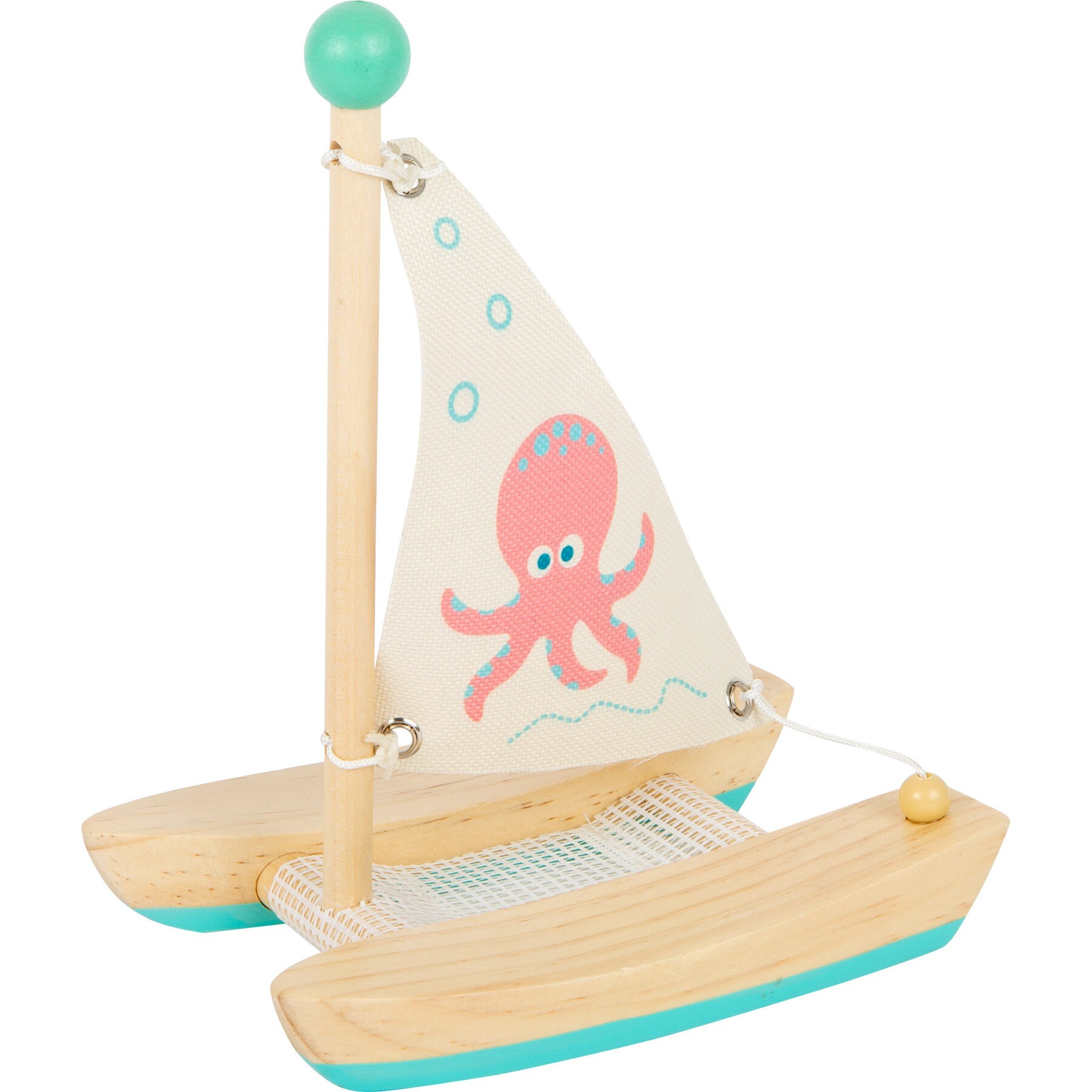 Jucarie baie din lemn Barcuta Catamaran, Small Foot, copii 2 ani +