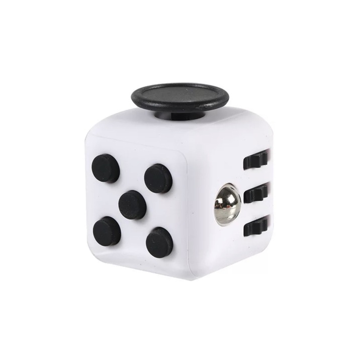 Кубик против стрес Fidget cube, Черен/Бял, 3x3x3 cm