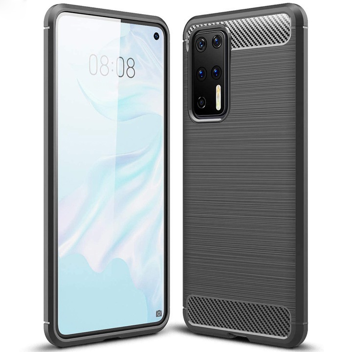 Husa pentru Huawei P40 Pro Plus - Techsuit Carbon Silicon - Negru