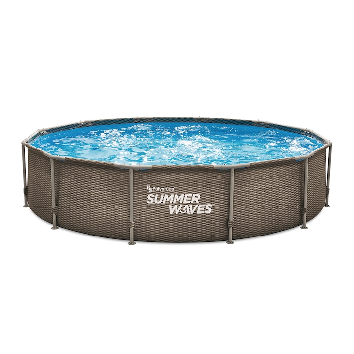 Summer Waves SW RATMF366X76FPI Fémlábas mintás medence papírszűrős vízforgatóval, 3,66m x 76cm