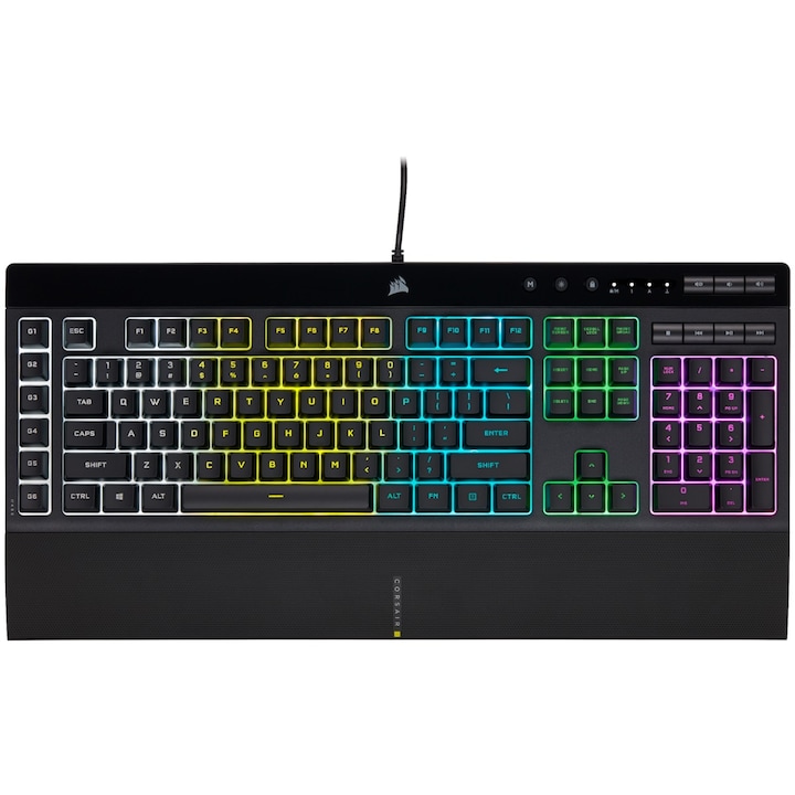 Tastatura gaming Corsair K55 PRO, iluminare RGB, butoane dedicate macro si multimedia, Negru