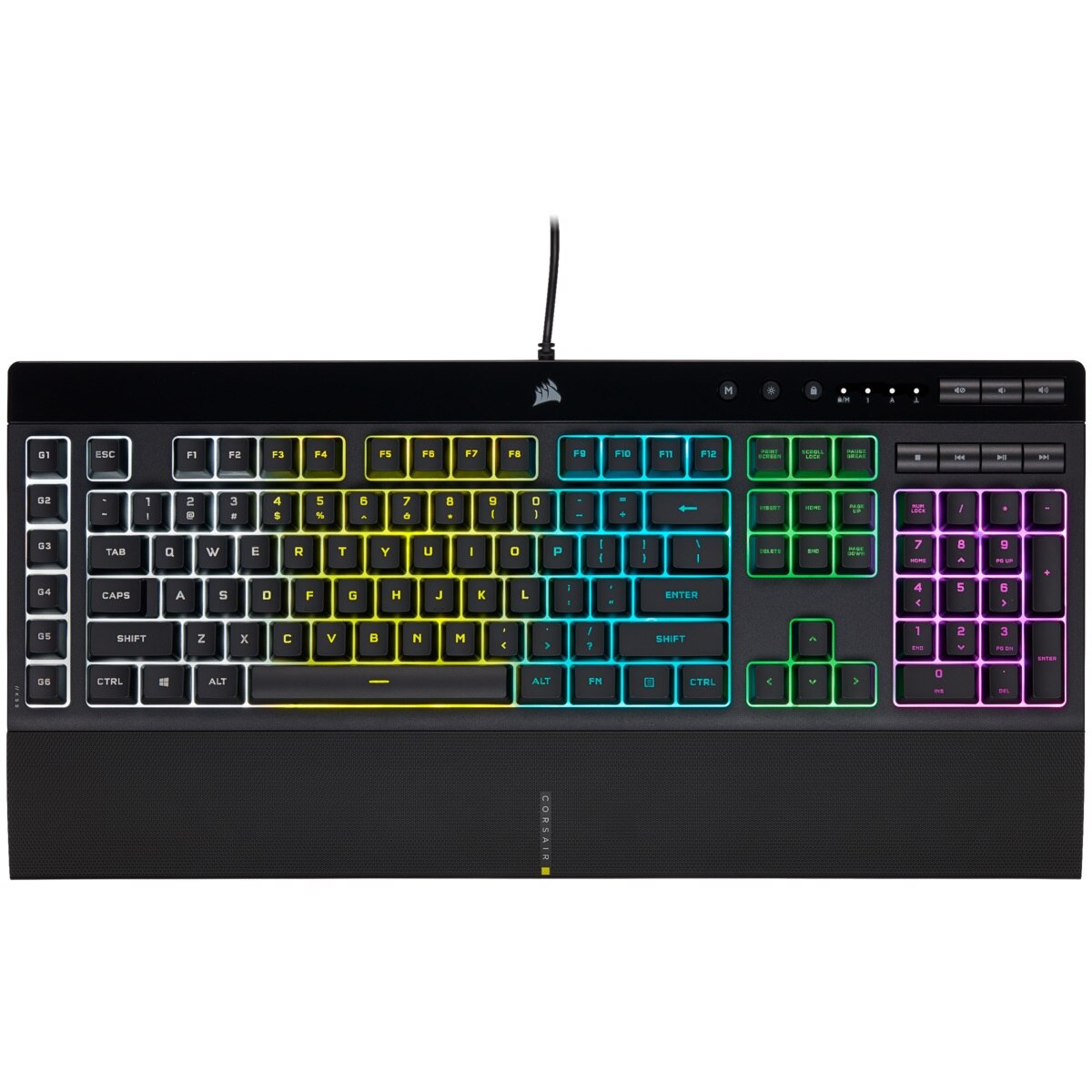 Tastatura gaming Corsair K55 PRO, iluminare RGB, butoane dedicate macro si multimedia, Negru