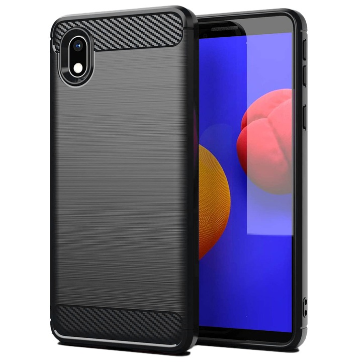 Кейс за Samsung Galaxy A01 Core/M01 Core, Techsuit Carbon Silicone, черен