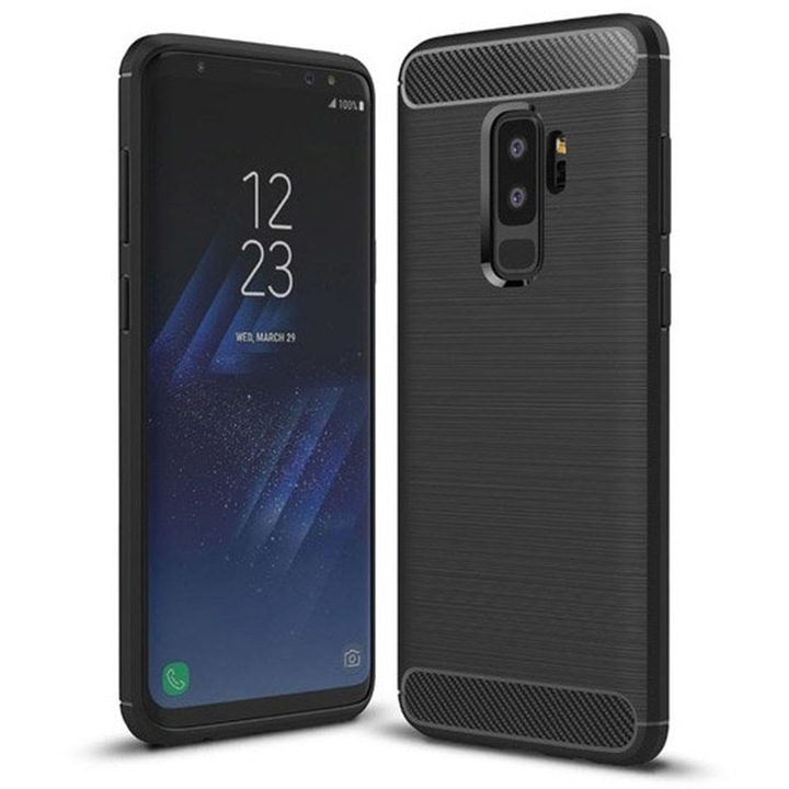 Кейс за Samsung Galaxy S9 Plus, Techsuit Carbon Silicone, черен