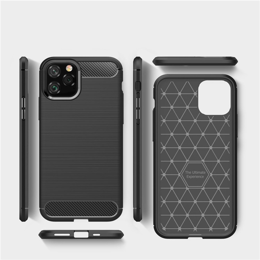 Husa protectie Mat-Tech compatibila cu iPhone 11 Pro Textura Carbon, Finisaj Mat, Anti-Shock, Anti-Fingerprint, Rezistenta la impact, Negru