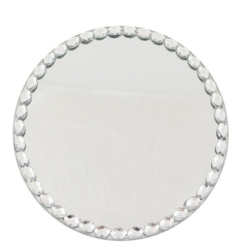 Suport lumanare oglinda, cu margele, 19.5 cm Suport lumanare oglinda, cu margele, 19.5 cm