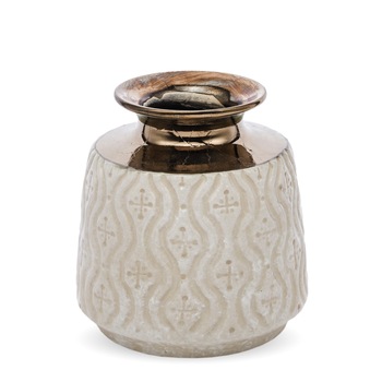 Vaza ceramica cu model, crem, 18x16 cm Vaza ceramica cu model, crem, 18x16 cm