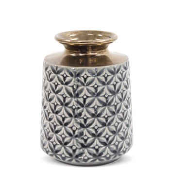 Vaza ceramica cu model, gri/bronz, 21x16 cm Vaza ceramica cu model, gri/bronz, 21x16 cm