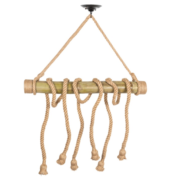 Lustra Vintage 6 brate material textil , Retro , Sfoara ,E27