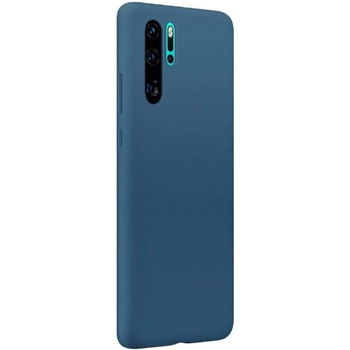 Husa compatibila cu Huawei P30 Pro, ultra slim, silicon Bleumarin, cu interior de catifea, protectie camera, PlanetPhone