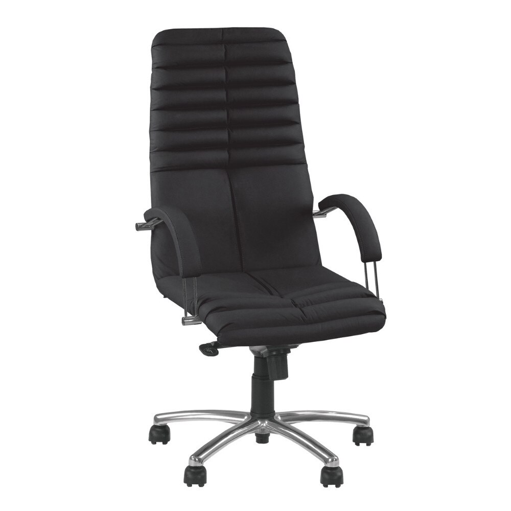 Scaun directorial Moderna Galaxy Steel Chrome, piele naturala, baza aluminiu, negru