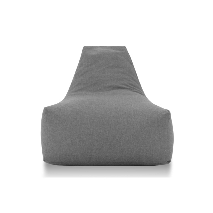 Fotoliu Puf Lounge, Tip Para, cu maner, tapiterie din microfibra, anti alergic, umplut cu spuma confortabila, Gri deschis