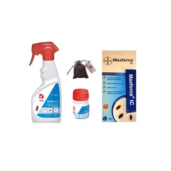 Set insecticide Max Force 5 gr si Draker 10.2, 50 ml si Draker RTU 400 ml si Saculet de lavanda 10 gr, anti gandaci, furnici, tantari, insecte Set insecticide Max Force 5 gr si Draker 10.2, 50 ml si Draker RTU 400 ml si Saculet de lavanda 10 gr, anti gandaci, furnici, tantari, insecte