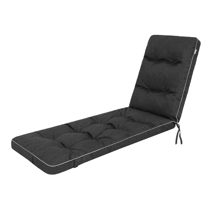 Възглавница за шезлонг, Sales Core, Полипропилен/Полиестер, 201 x 55 x 8 см, Черен