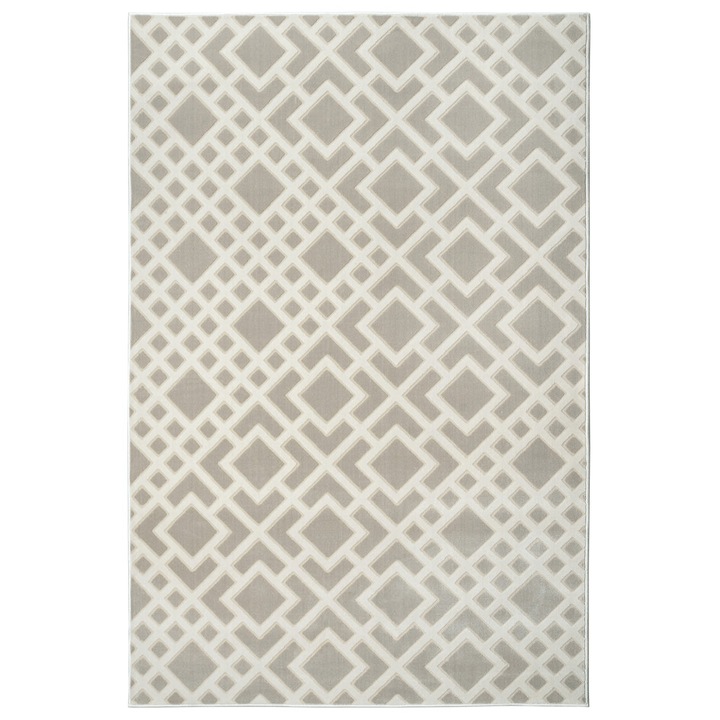 Covor Carpeta sintetic, Colectia Geo 8861-1-43211, 60x110 cm, gri, model geometric