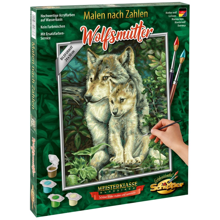 Комплект за рисуване по номера Schipper, Майка вълчица, 24x30 см