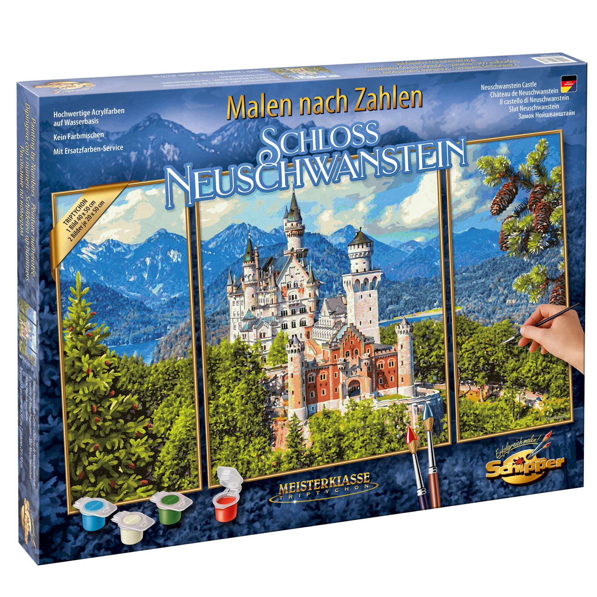 Set pictura pe numere Schipper Triptic - Neuschwanstein Castle, 50x80 cm