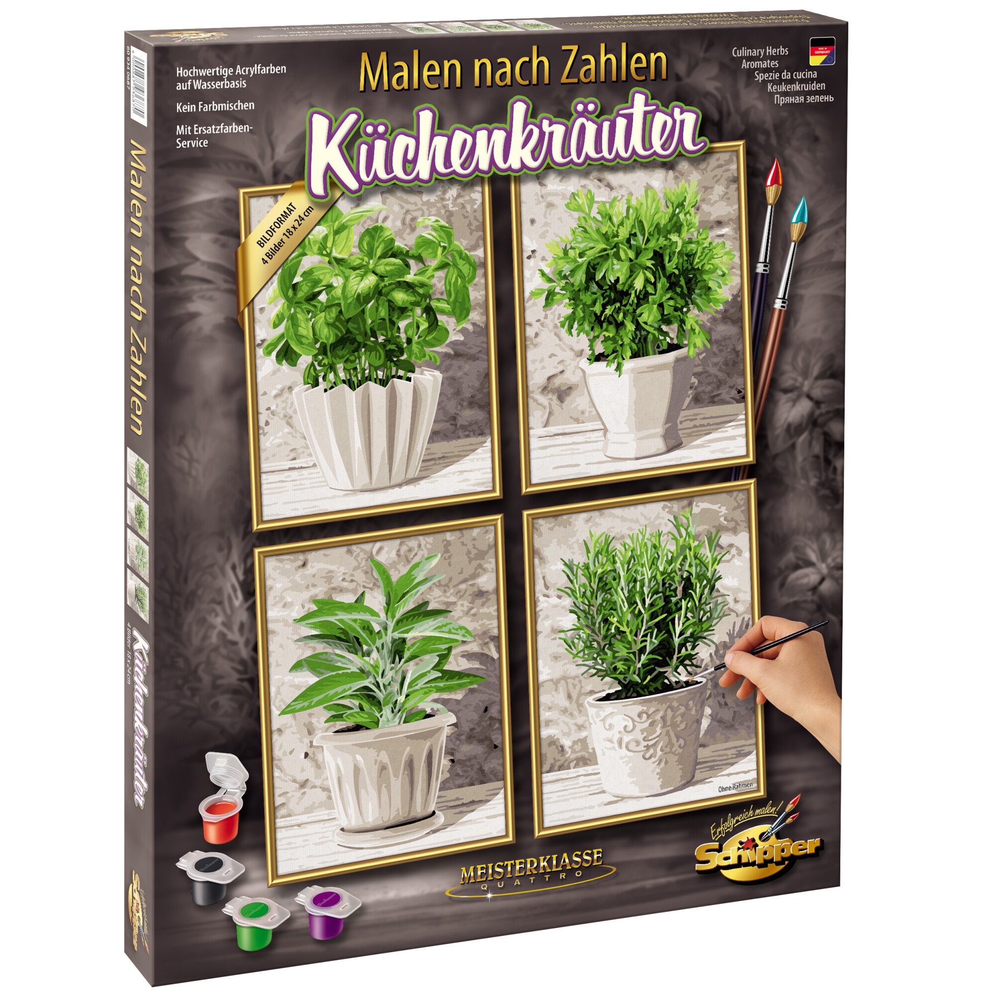 Set pictura pe numere Schipper Quattro - Culinary Herbs, 36x48 cm