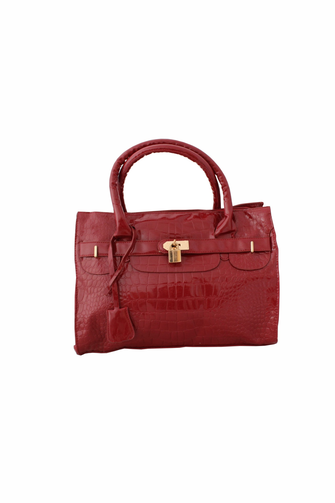 Geanta dama cu model piele de crocodil, bareta detasabila, Bordo