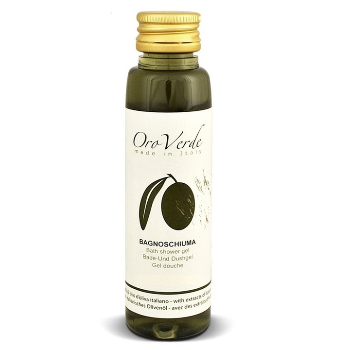 Set 100 buc Gel de Dus Hotelier 35 ml, OROVERDE, cu Ulei de Masline