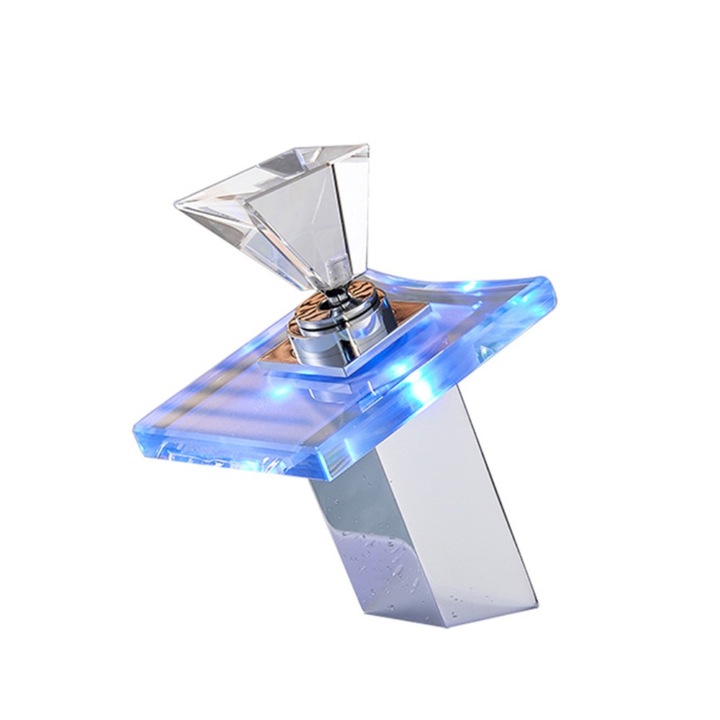 Baterie chiuveta baie cu led, Blackswan, Tip Cascada M21, model crom, dimensiune 18 cm