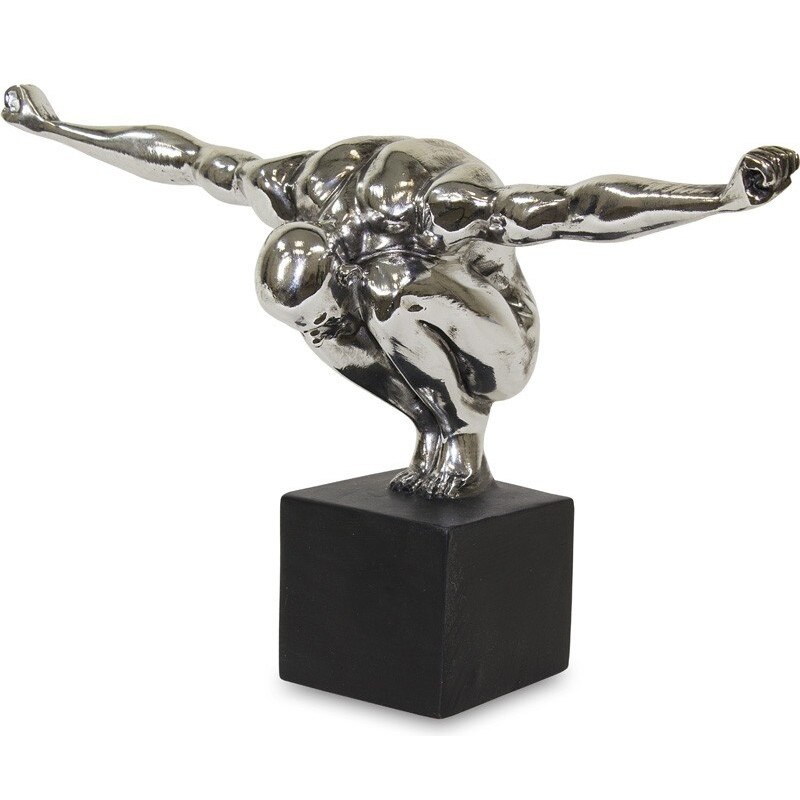Decoratiune Athlet, argintiu, 19.5x32x12 cm