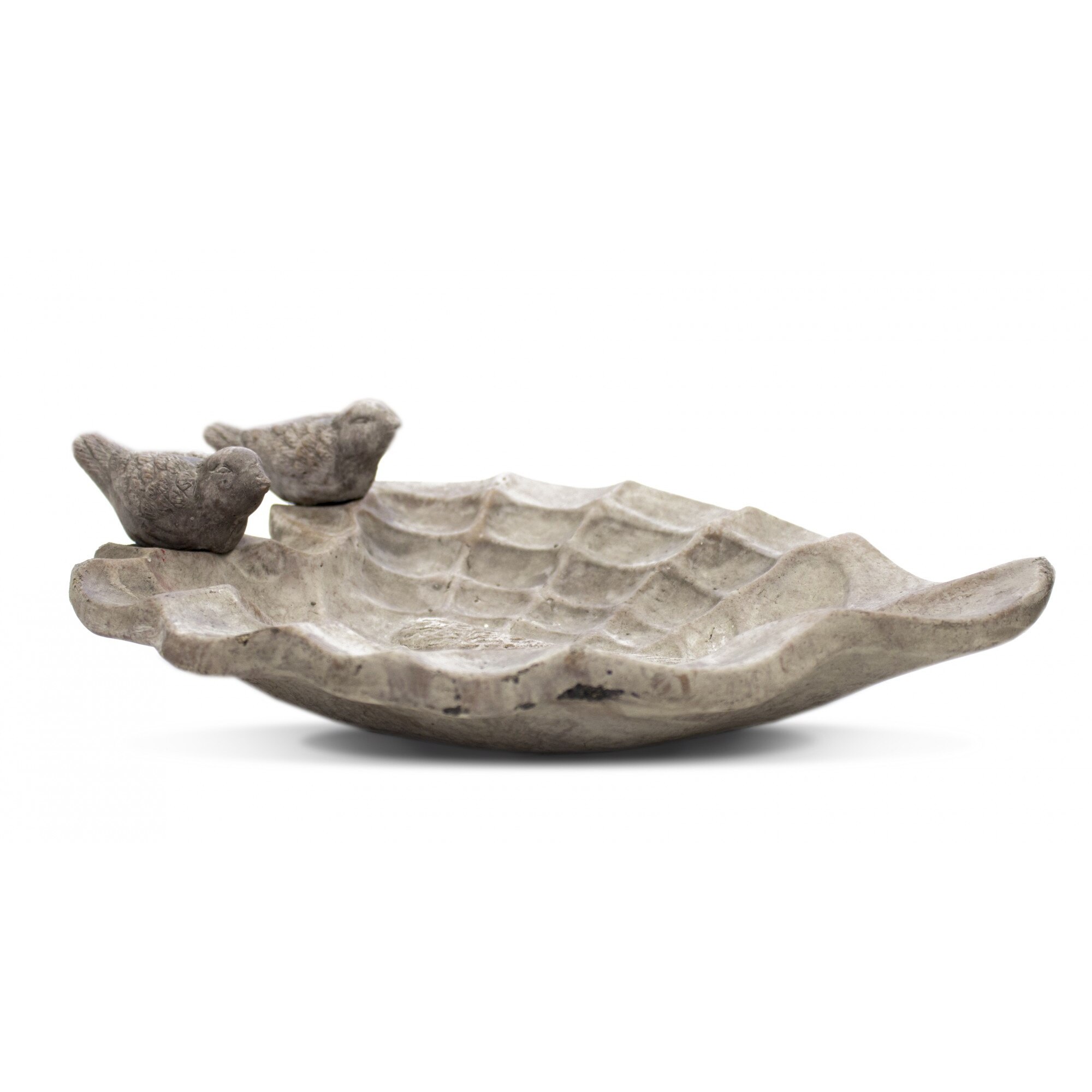 Platou de piatra cu pasari, gri, 9x31.5x27 cm