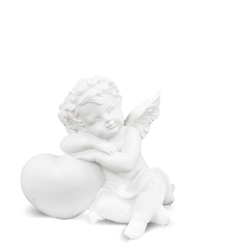 Figurina ingeras cu inimioara, alb, 7x7.5x6 cm Figurina ingeras cu inimioara, alb, 7x7.5x6 cm