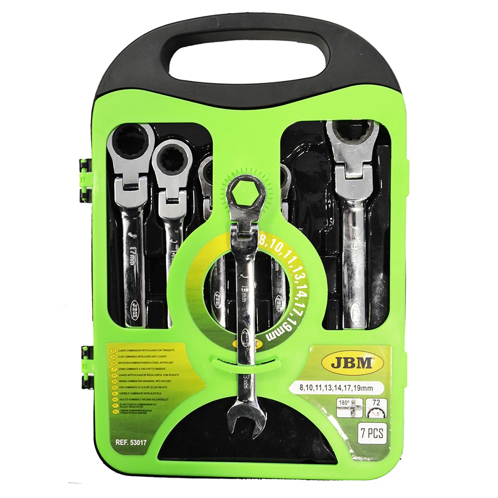 Set de 7 chei combinate cu clichet si cap rotativ , JBM