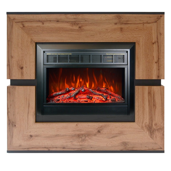 Semineu electric, Masomi, Anri 23 & Marsel-26' 1600 W, Antracit / Stejar auriu, 109*101*25 cm