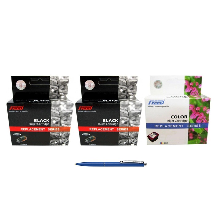 A HP 2x C8765EE (338) fekete és 1x C9363EE (344) színes és Schneider tintával kompatibilis Speed tintapatroncsomag.