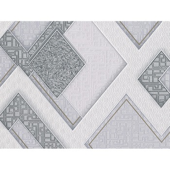Tapet Slavyanski Oboi, Viconte 7166-10, acrilic, semilavabil, model geometric cu romburi, gri-negru, pentru living sau dormitor, rola 0.53 m x 10.05 m Tapet Slavyanski Oboi, Viconte 7166-10, acrilic, semilavabil, model geometric cu romburi, gri-negru, pentru living sau dormitor, rola 0.53 m x 10.05 m