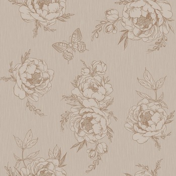 Tapet semilavabil Fox Wallcovering, Mia 45618, model cu flori si fluturi, bej-maro, hartie simplex, rola 0.53 m x 10.05 m Tapet semilavabil Fox Wallcovering, Mia 45618, model cu flori si fluturi, bej-maro, hartie simplex, rola 0.53 m x 10.05 m