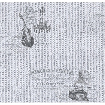 Tapet semilavabil Slavyanski Oboi,Gamofon 6516-03, in relief, hartie, duplex, imitatie tesatura cu tema muzica, gri-alb, rola 0.53 m x 10 m Tapet semilavabil Slavyanski Oboi,Gamofon 6516-03, in relief, hartie, duplex, imitatie tesatura cu tema muzica, gri-alb, rola 0.53 m x 10 m
