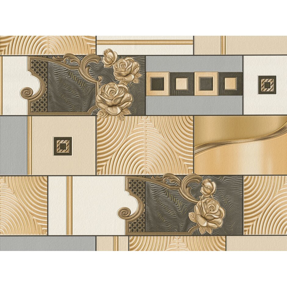 Tapet Slavyanski Oboi, Begonia 5674-10, imitatie faianta, multicolor, superlavabil, vinil, rezistent la apa, pentru bai si bucatarii, rola 0.53 m x 10.05 m