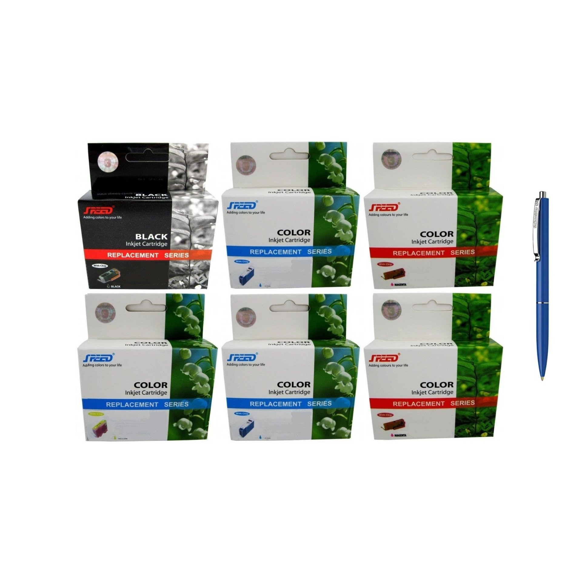 Pachet cartuse cerneala Speed compatibil HP 1x C8719EE (363XL) Negru, 1x C8771EE (363) Cyan, 1x C8772EE (363) Magenta, 1x C8773EE (363) Yellow, 1x C8774EE (363) Cyan light 1x C8775EE (363) Light Magenta si Pix Schneider