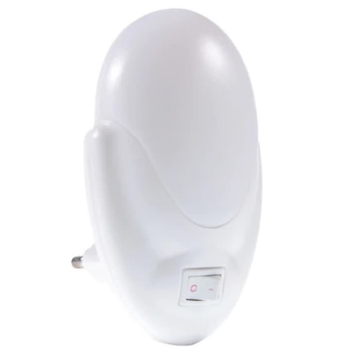 LED лампа с нощна лампа за контакт, ключ и бутон за включване/изключване, бяла светлина, ниска консумация 2W, универсална, бяла, оригинални оферти