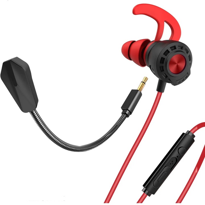 Casti Handsfree Gaming, In-Ear XO-MKF04, Cu microfon 3.5 mm, Negru-Rosu, Blister
