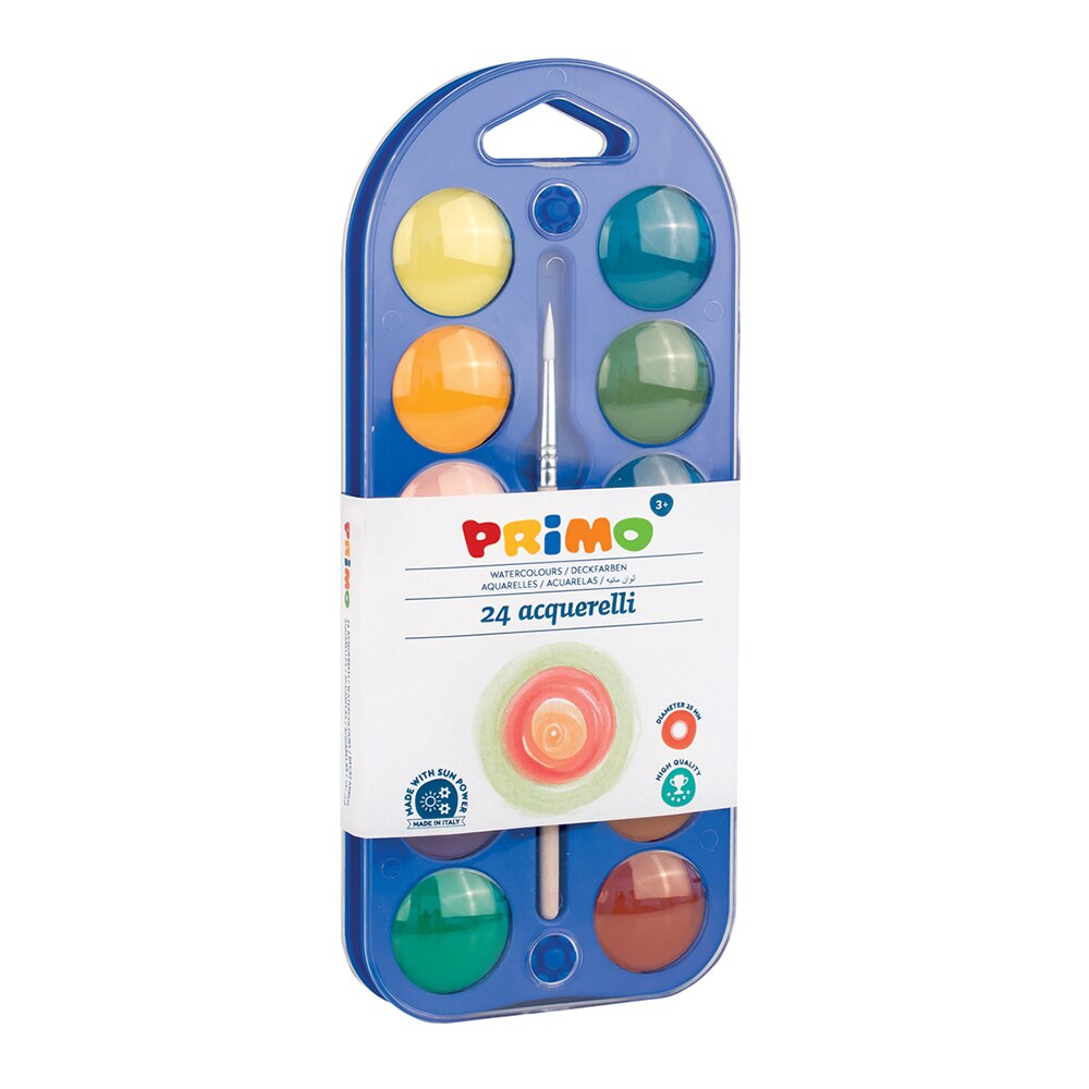 Acuarele Morocolor cu pensula, diametru pastila 25mm, 24 culori/set