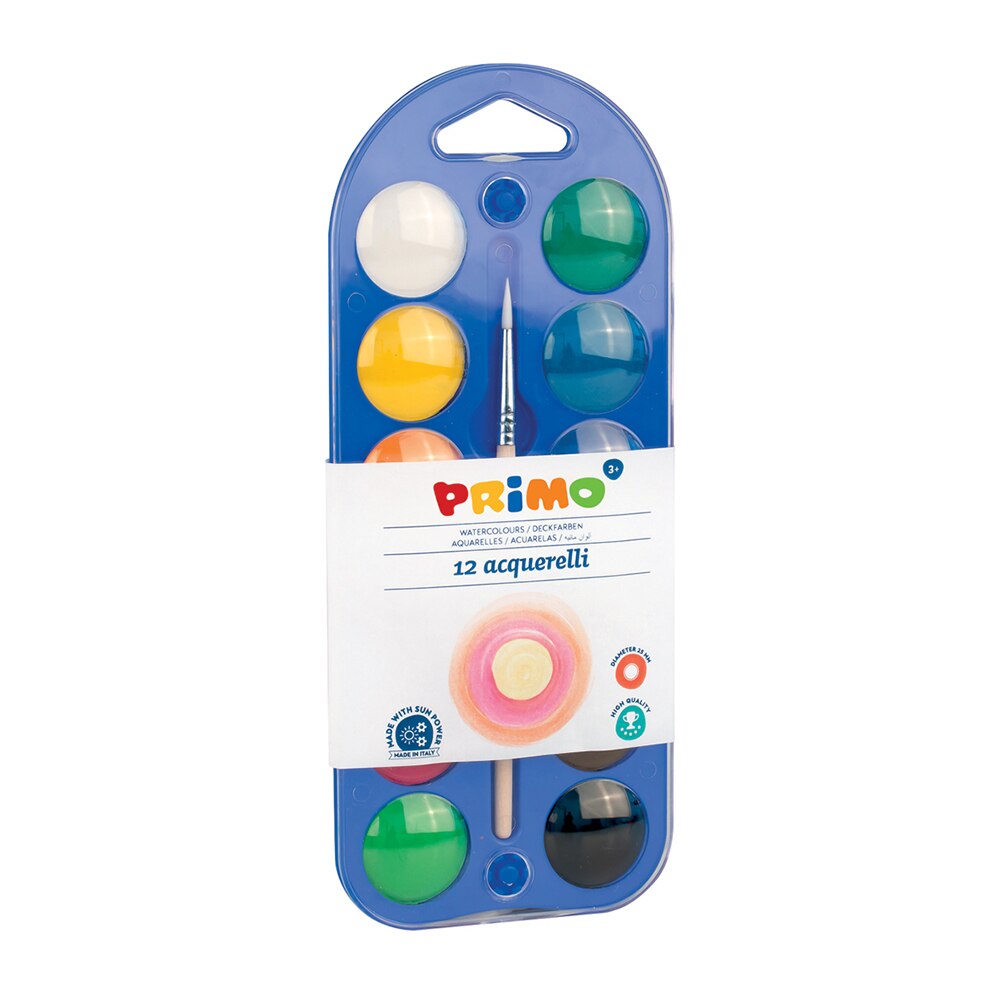 Acuarele Morocolor cu pensula, diametru pastila 25mm, 12 culori/set