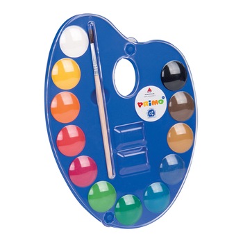 Acuarele Morocolor cu paleta si pensula, diametru pastila 25mm, 12 culori/set Acuarele Morocolor cu paleta si pensula, diametru pastila 25mm, 12 culori/set